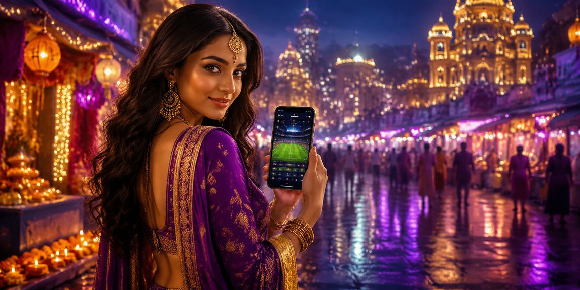 Happy Indian gambler responsible gaming with smartphone app